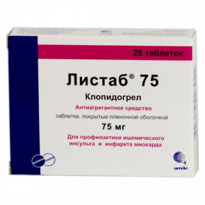 Listab (clopidogrel) 75mg 28 tablets 