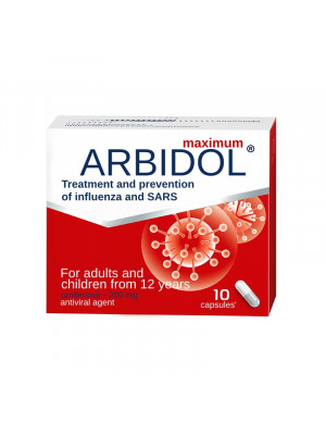 ARBIDOL MAXIMUM Capsules 200mg N10 Umifenovir antiviral agent flu prevention and treatment