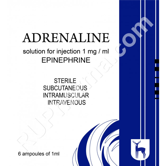 ADRENALINE (Epinephrine, Adrenalin) 1 mg (1 ml), 5 ampoules - Pharmaceutics