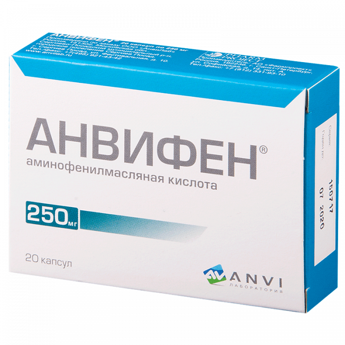 ANVIFEN® (Phenibut, Noofen, GABA) 250 mg/cap, 20 caps - Pharmaceutics