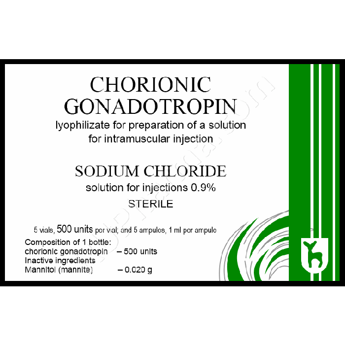 GONADOTROPIN CHORIONIC 500 IU/vial, 5 vials (2500 IU) - Pharmaceutics