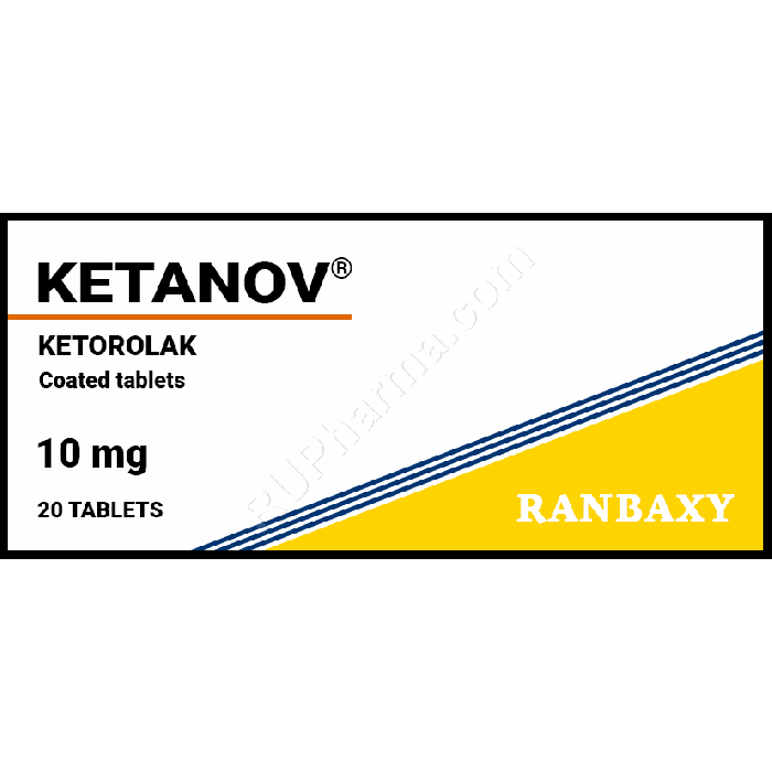 KETANOV® (Ketorolac, Toradol) 10 mg/tab, 20-100 tabs or Injectables - Pharmaceutics