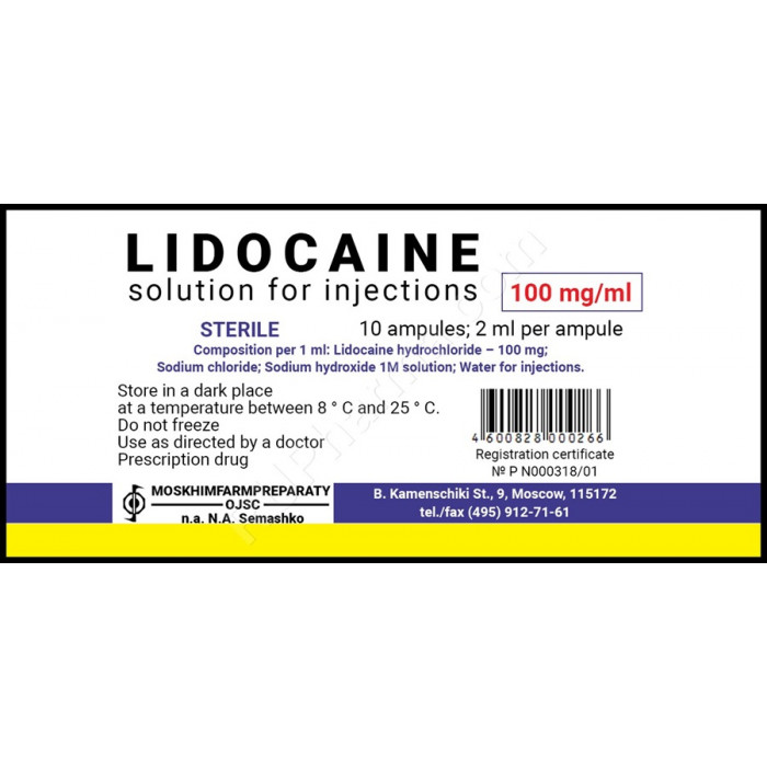 LIDOCAINE® (Xylocaine), 10 ampoules/pack, 2 ml - Pharmaceutics