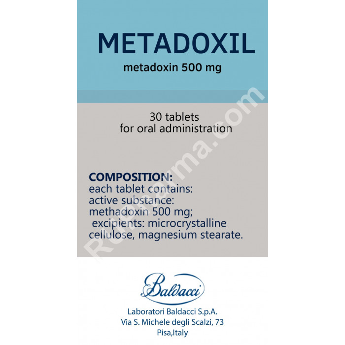 METADOXIL (Metadoxine) 500 mg/tab, 30 tab/pack - Pharmaceutics