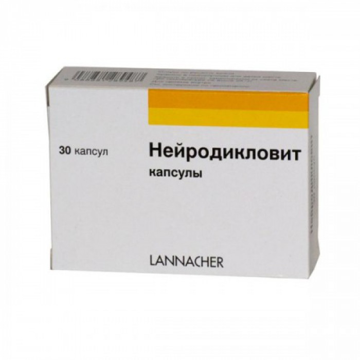 Neurodiclovit (Diclofenac + Thiamine + Pyridoxine + Cyanocobalamin) 30 capsules - Pharmaceutics