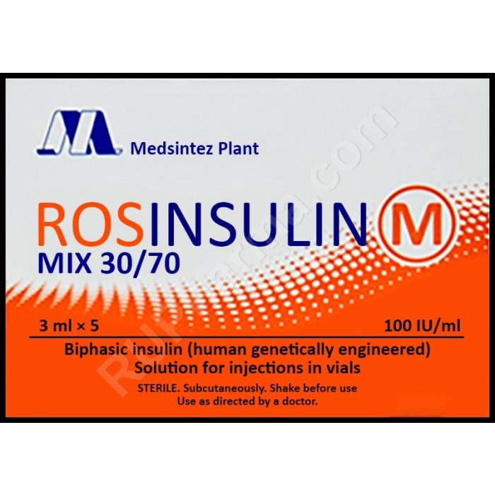 ROSINSULIN M MIX® 100 UI, 30/70, 3ml/vial (5 vials) - Pharmaceutics